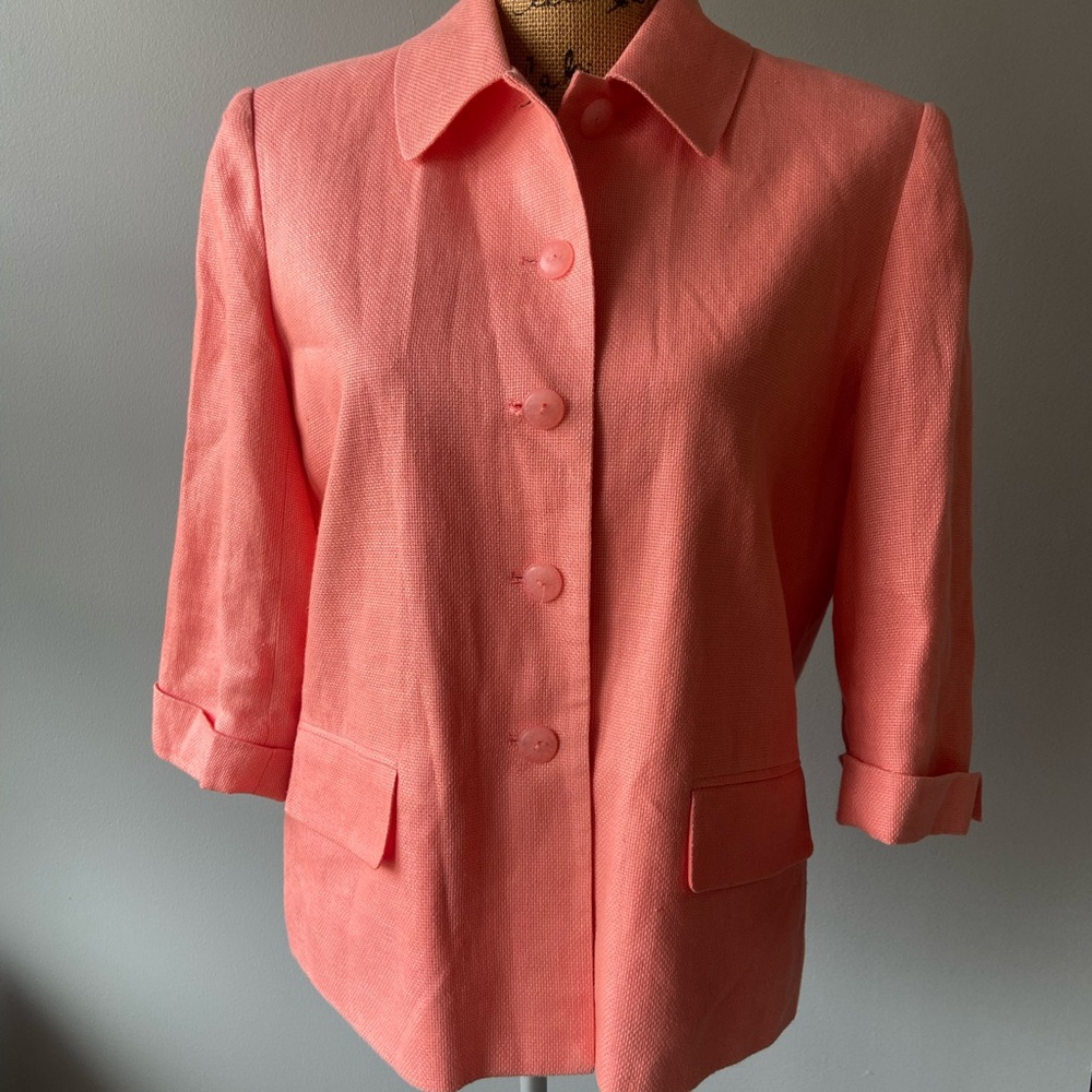 Talbots Sz12 Coral Irish Linen Women’s Blazer